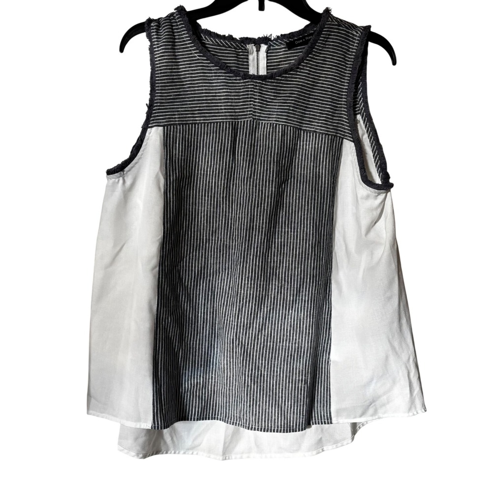 Doe‎ & Rae Women's Striped Shirt Large Zipper Fringe